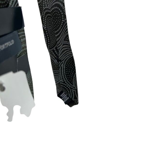 Perry Ellis Portfolio Mens Gray Olive Paisley 100% Silk Hand Made Necktie Tie - Picture 3 of 16